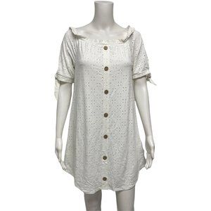Jolie & Joy Women's Short Sleeve Thigh Length White Tee Shirt Dress Size L